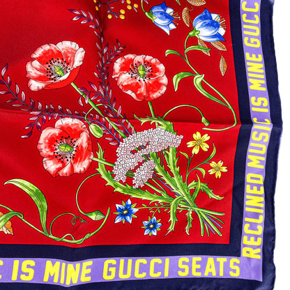 Second hand Gucci Campanule Cent GG Flora Print Silk Foulard Red - Tabita Bags