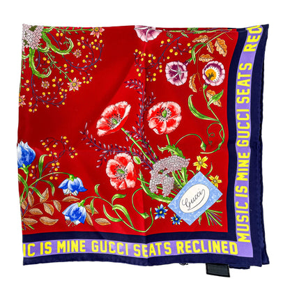 Second hand Gucci Campanule Cent GG Flora Print Silk Foulard Red - Tabita Bags