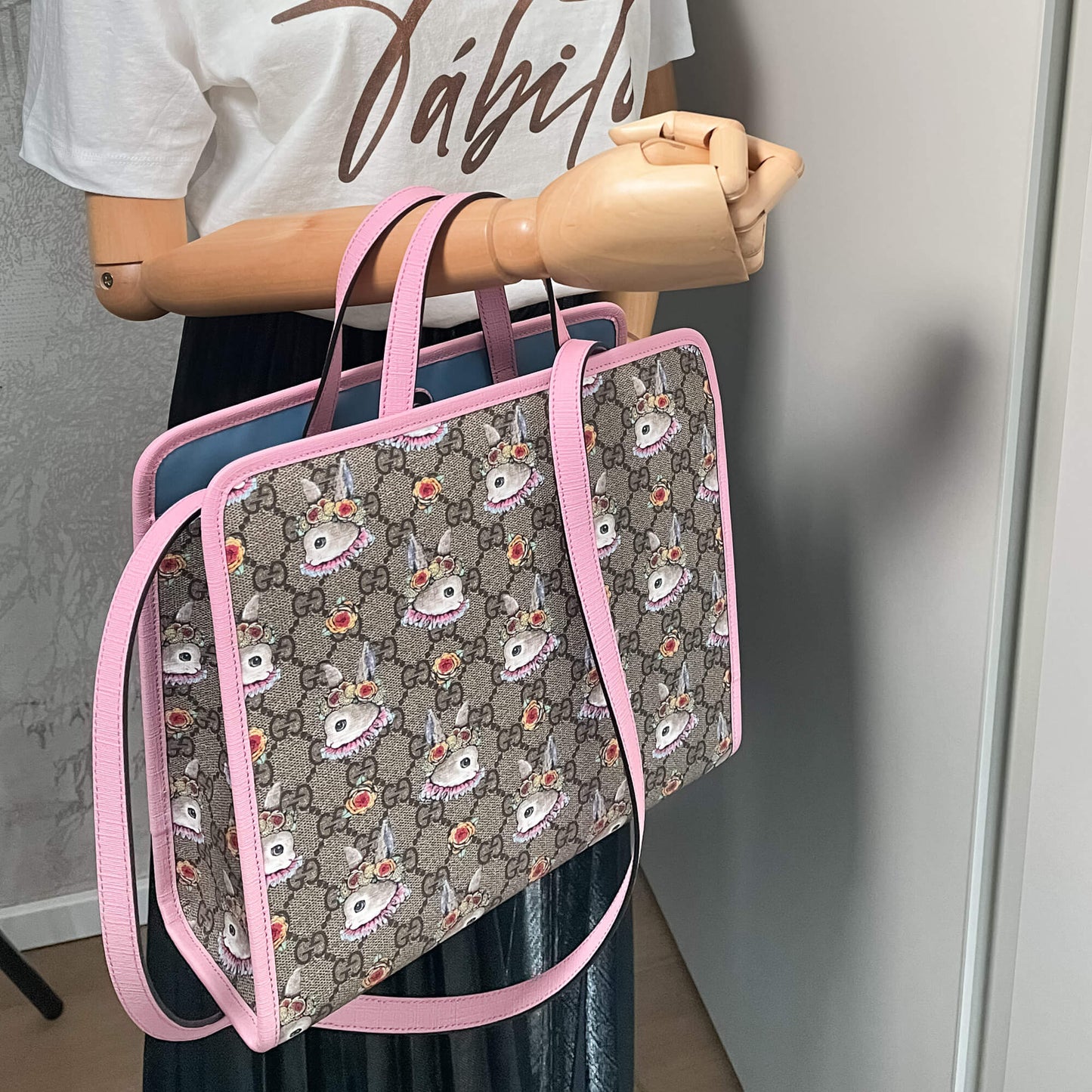 Second hand Gucci Children's GG Supreme Canvas Higuchi Yuko Pink Tote - Tabita Bags