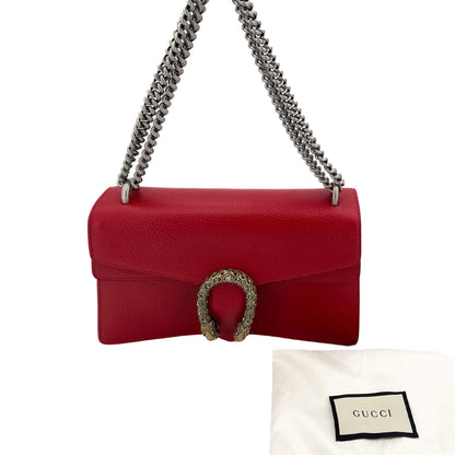 Second hand Gucci Dionysus GG Small Leather Chain Shoulder Bag Red - Tabita Bags