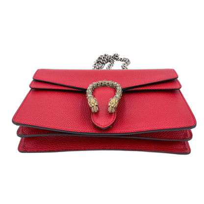 Second hand Gucci Dionysus GG Small Leather Chain Shoulder Bag Red - Tabita Bags