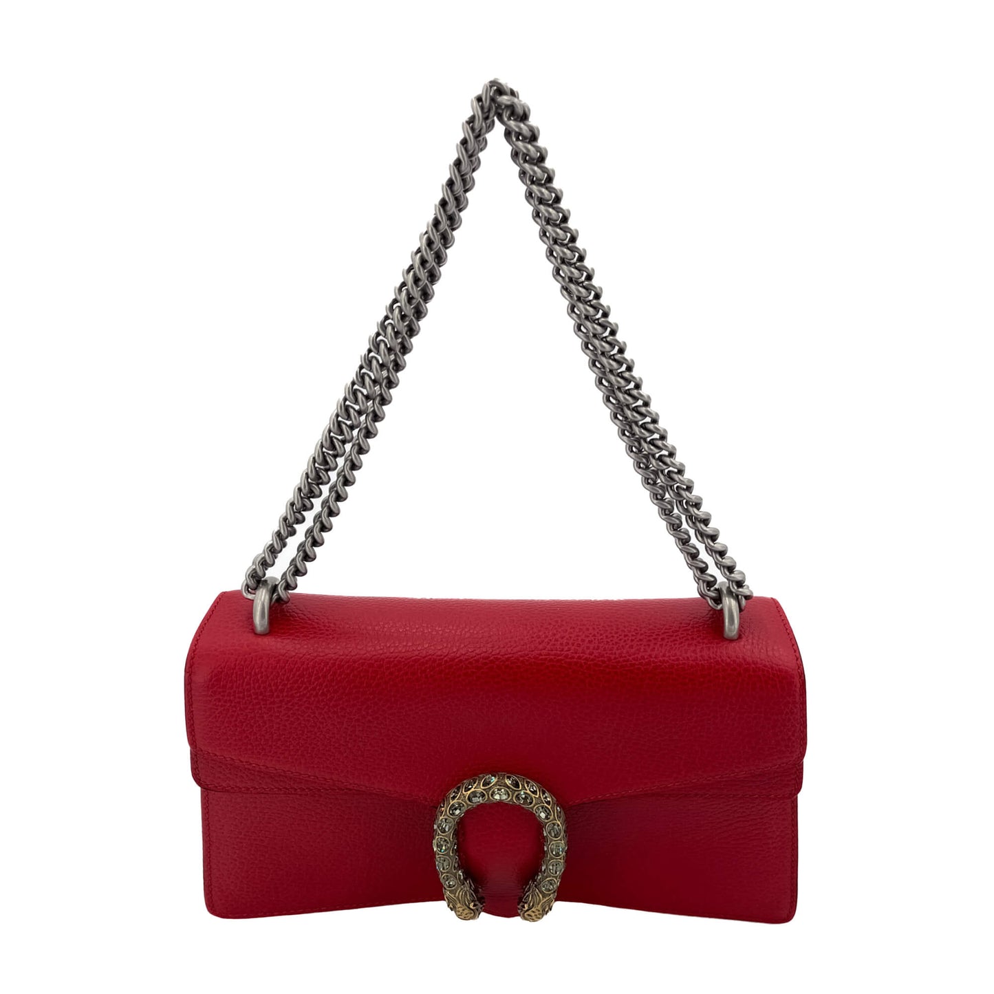 Second hand Gucci Dionysus GG Small Leather Chain Shoulder Bag Red - Tabita Bags