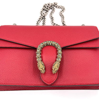 Second hand Gucci Dionysus GG Small Leather Chain Shoulder Bag Red - Tabita Bags