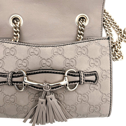 Second hand Gucci Emily Guccissima Grey Leather Chain bag - Tabita Bags