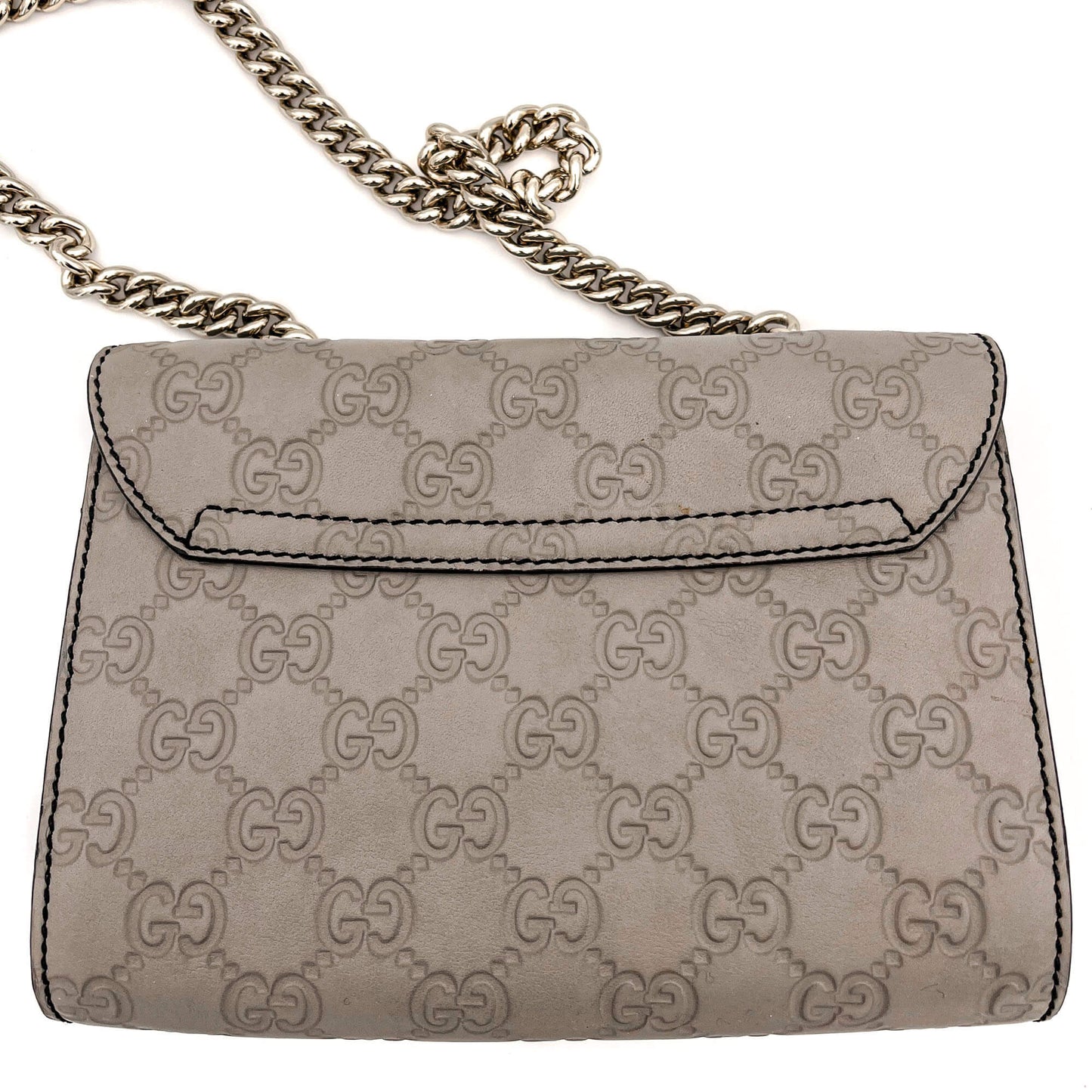 Second hand Gucci Emily Guccissima Grey Leather Chain bag - Tabita Bags