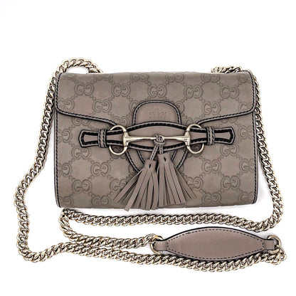 Second hand Gucci Emily Guccissima Grey Leather Chain bag - Tabita Bags