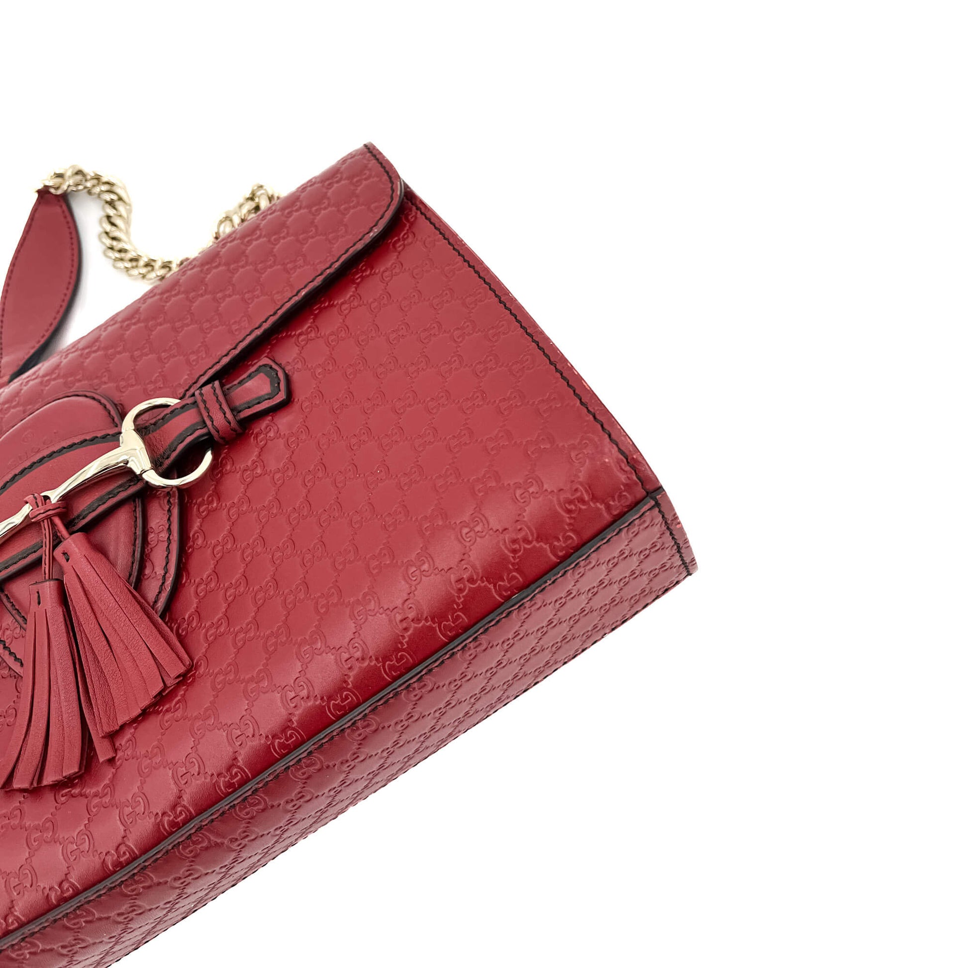 Second hand Gucci Emily Guccissima Red Leather Chain Shoulder Bag - Tabita Bags