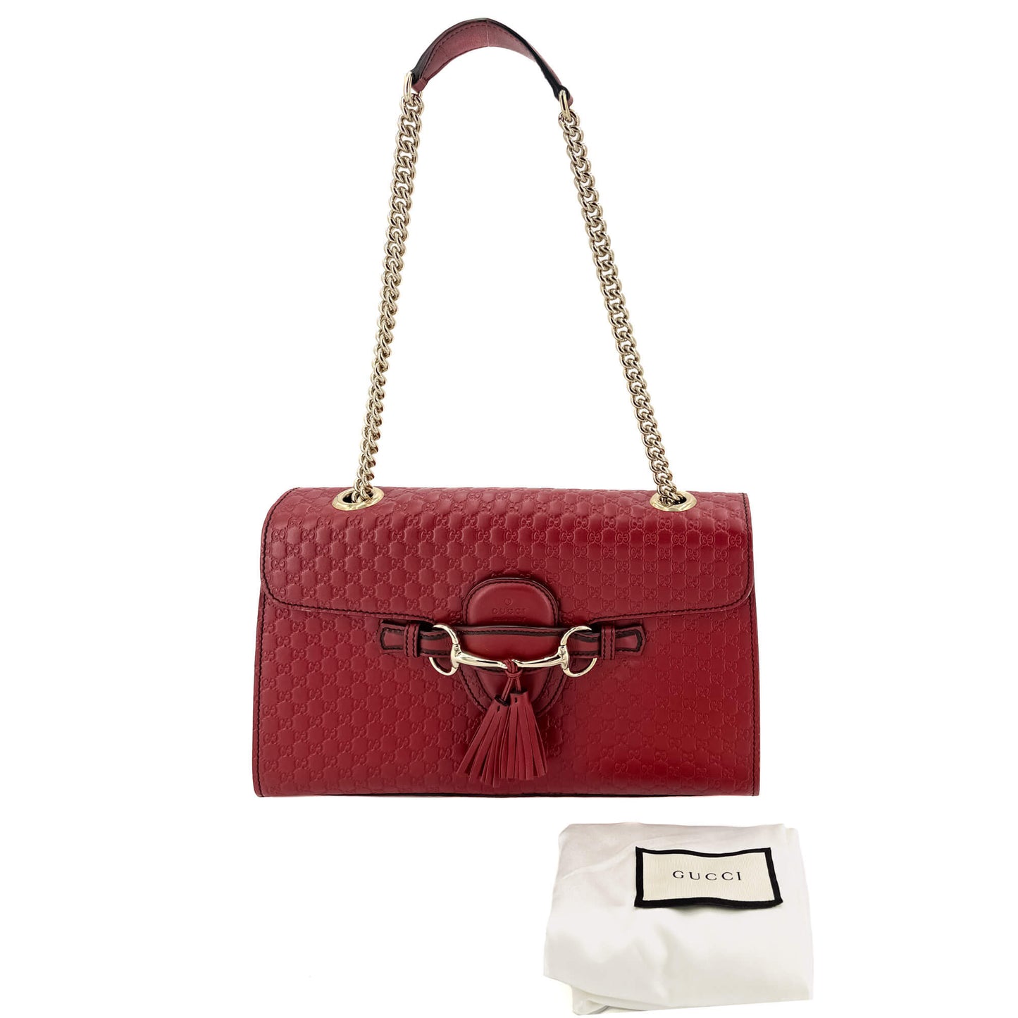 Second hand Gucci Emily Guccissima Red Leather Chain Shoulder Bag - Tabita Bags