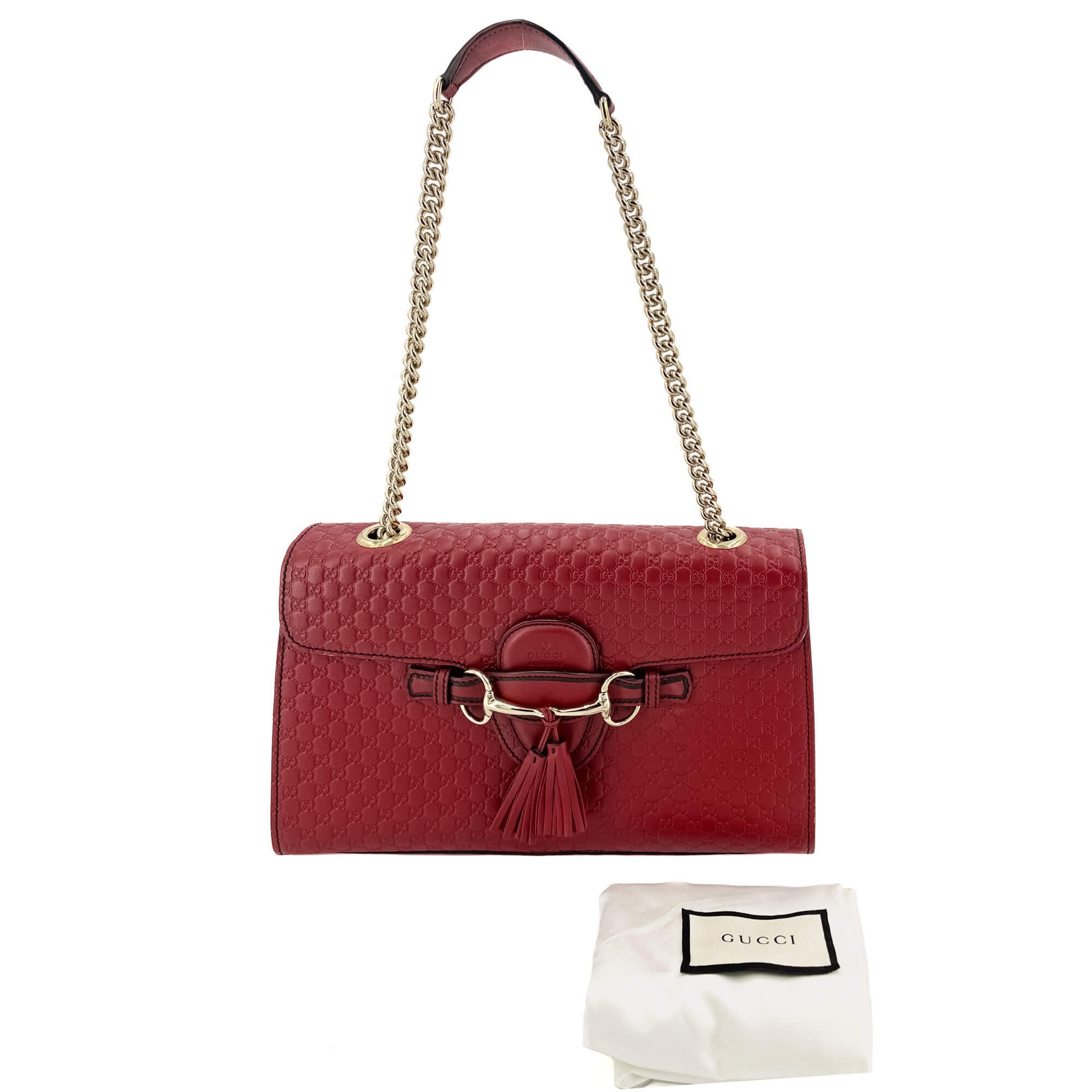 Gucci Emily Guccissima Red Leather Chain Shoulder Bag - Tabita