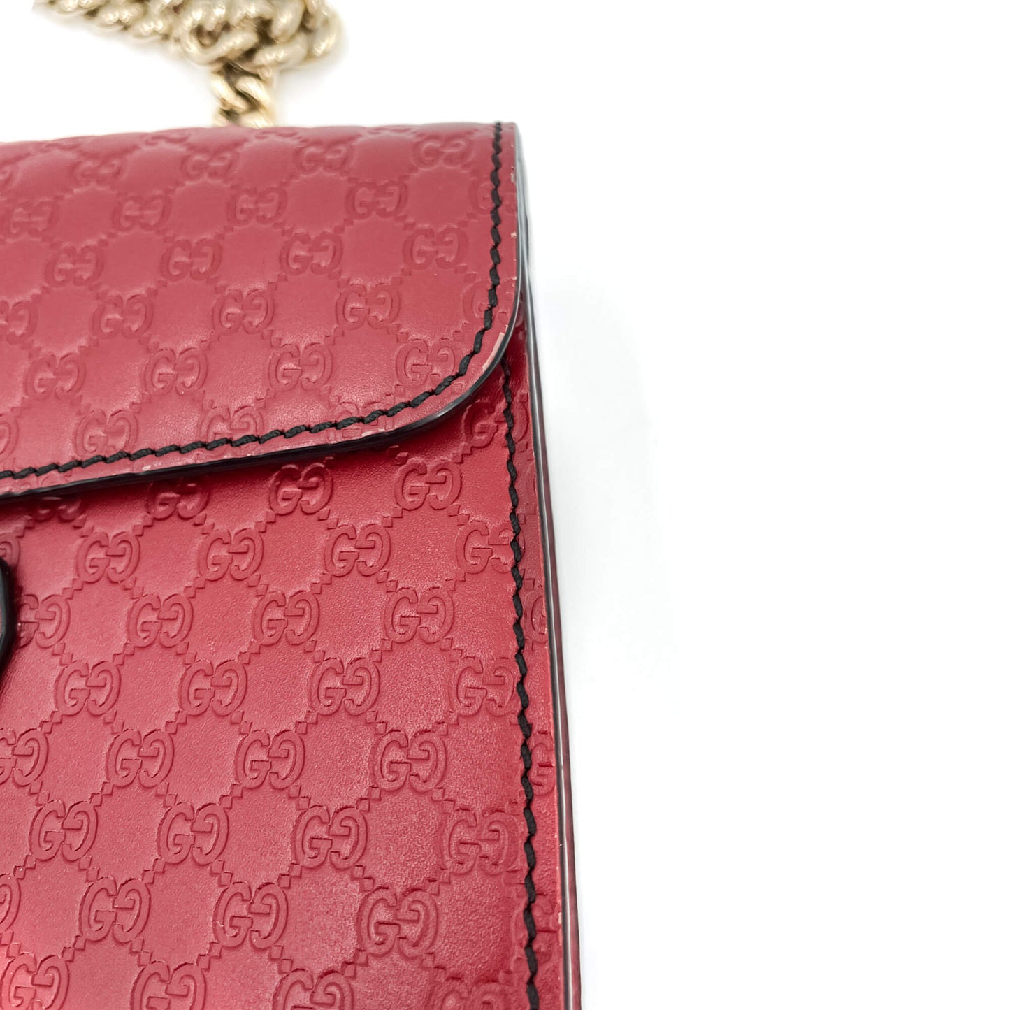 Second hand Gucci Emily Guccissima Red Leather Chain Shoulder Bag - Tabita Bags