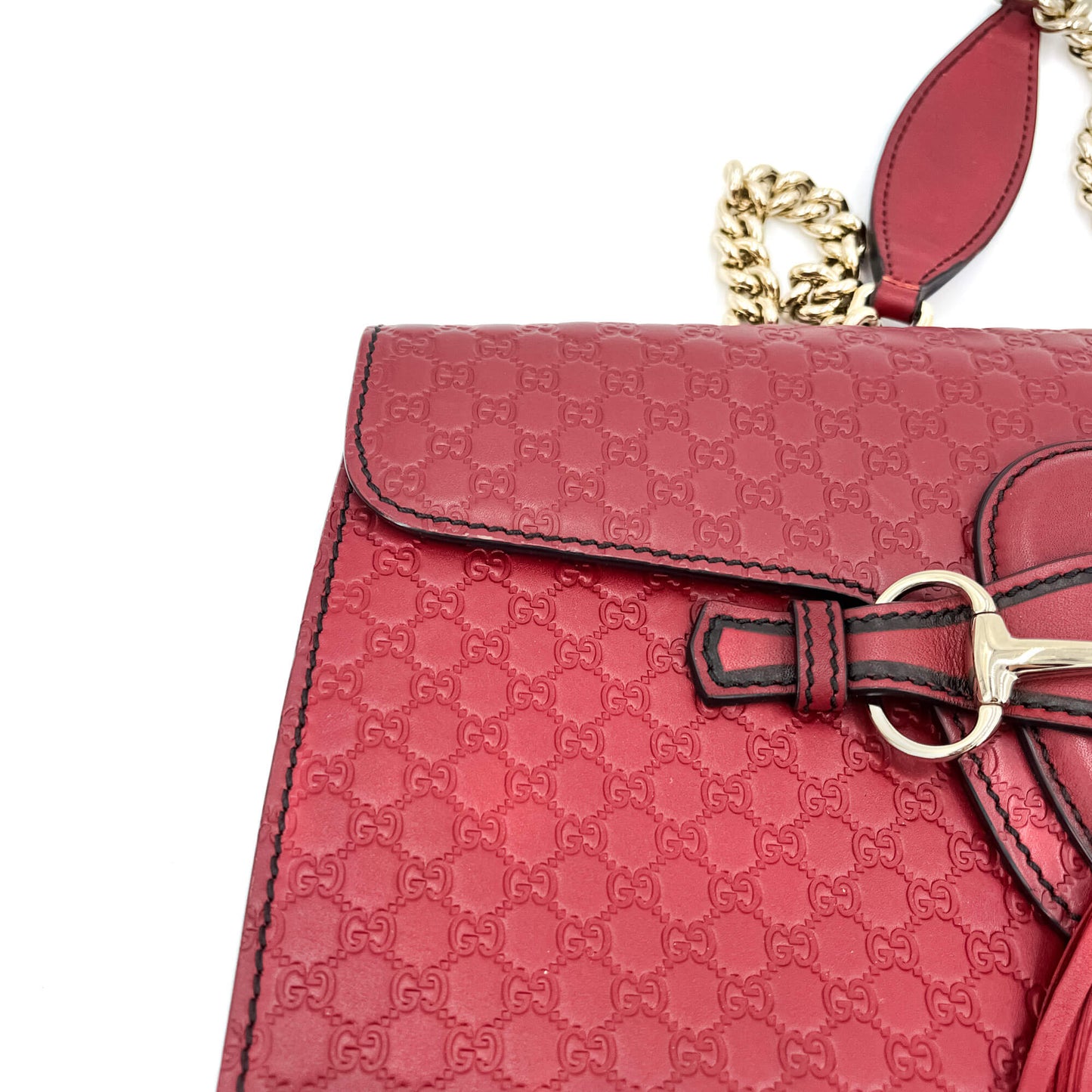 Second hand Gucci Emily Guccissima Red Leather Chain Shoulder Bag - Tabita Bags