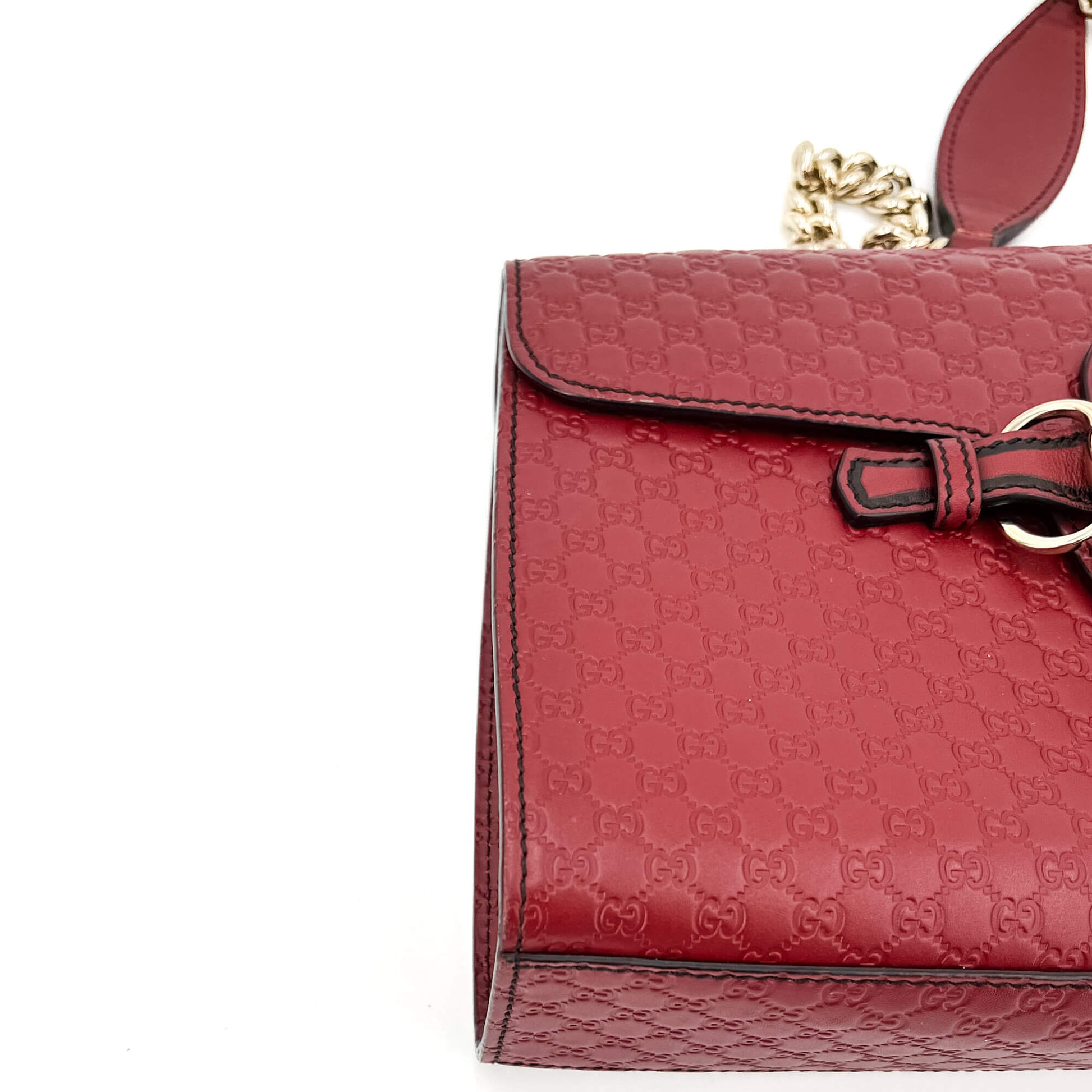 Second hand Gucci Emily Guccissima Red Leather Chain Shoulder Bag - Tabita Bags