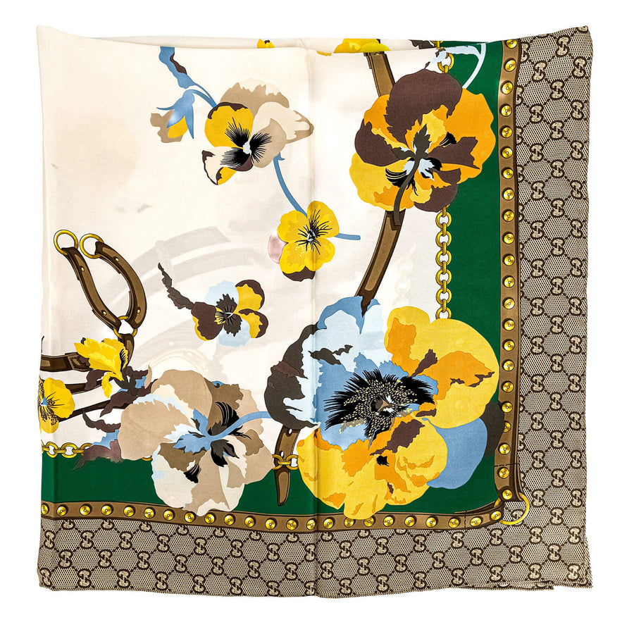 Second hand Gucci GG Flora Print New Panshie Silk Foulard Multicolor - Tabita Bags