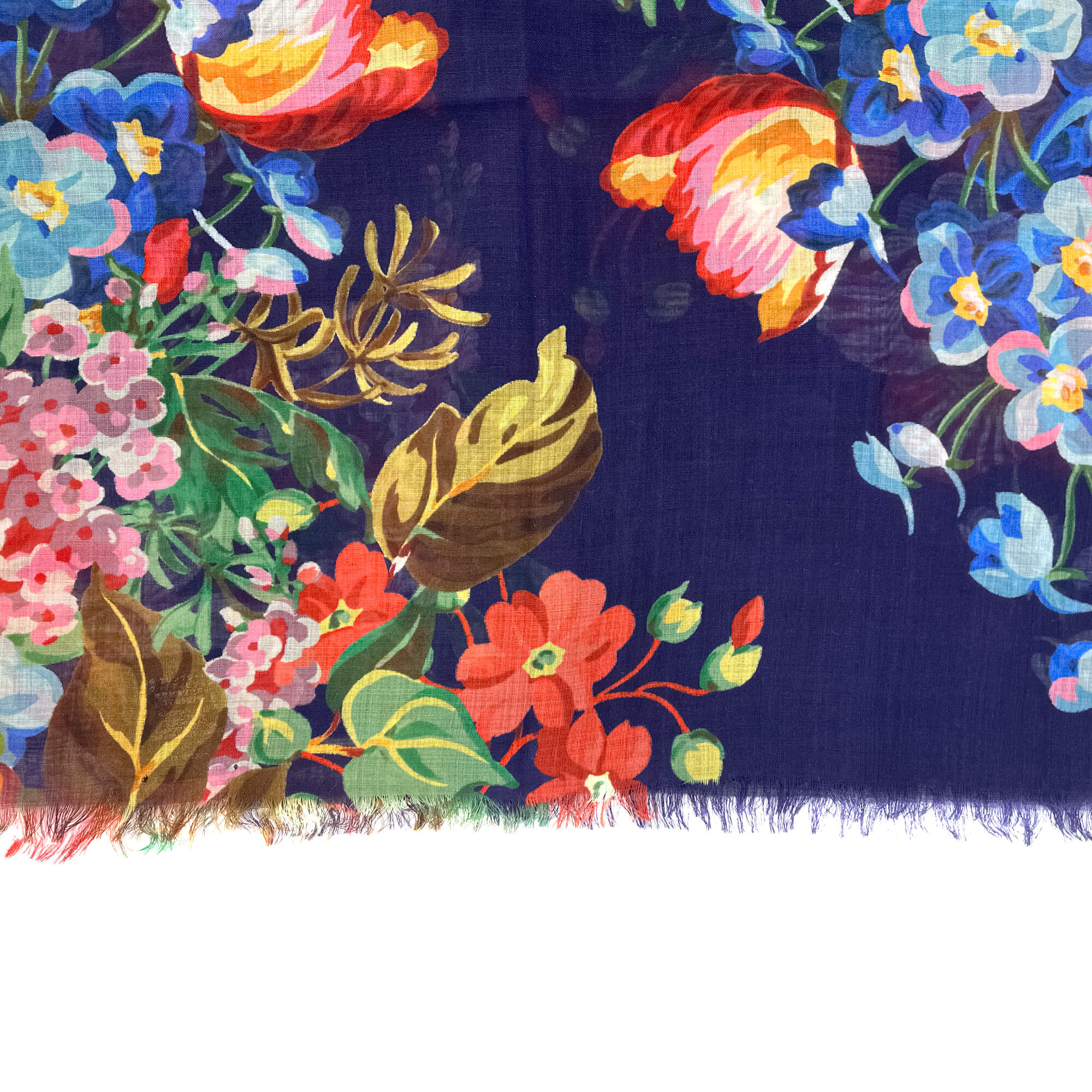 GG Foulard en laine imprime Flora Marine