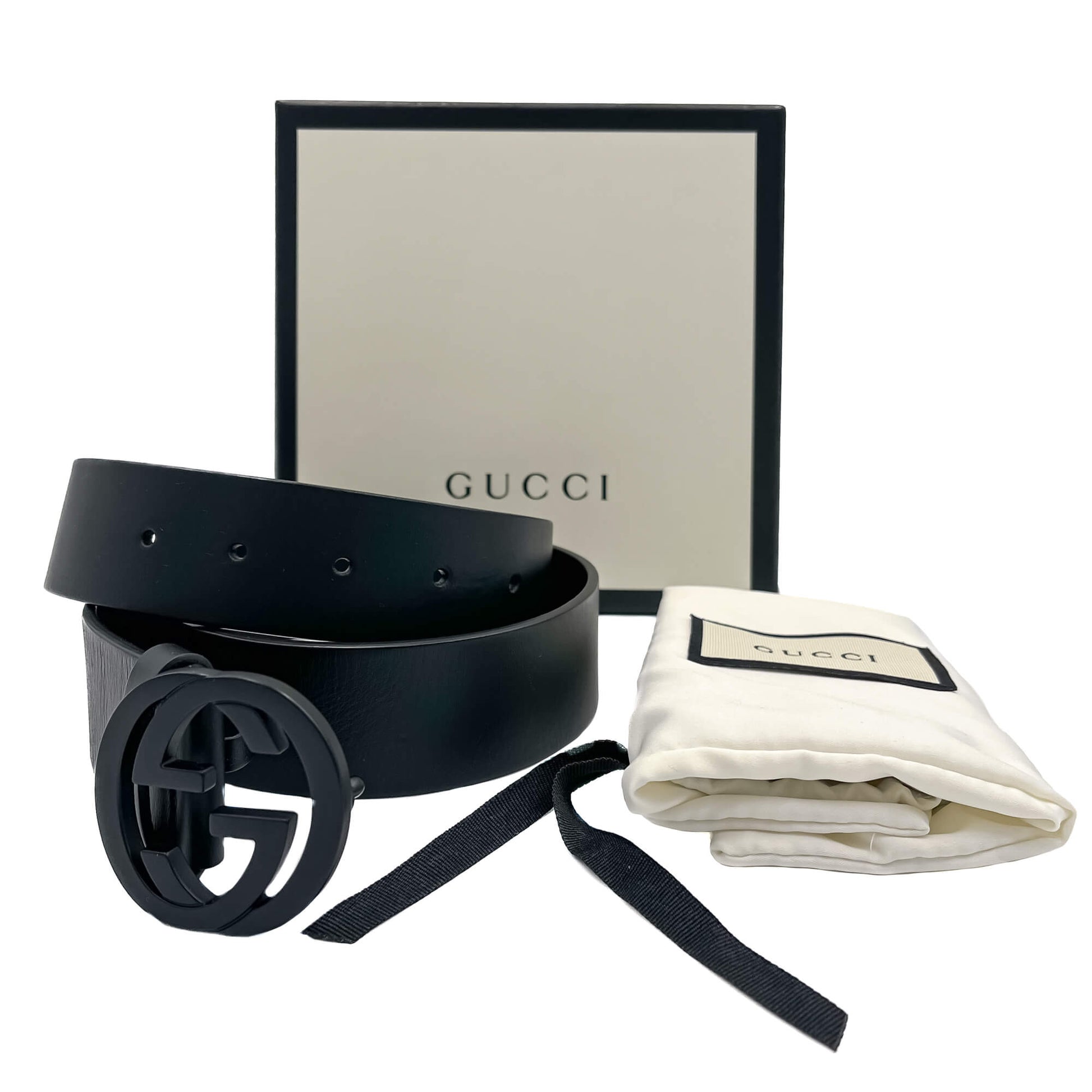 Second hand Gucci GG Interlocking Leather Black Belt - Tabita Bags