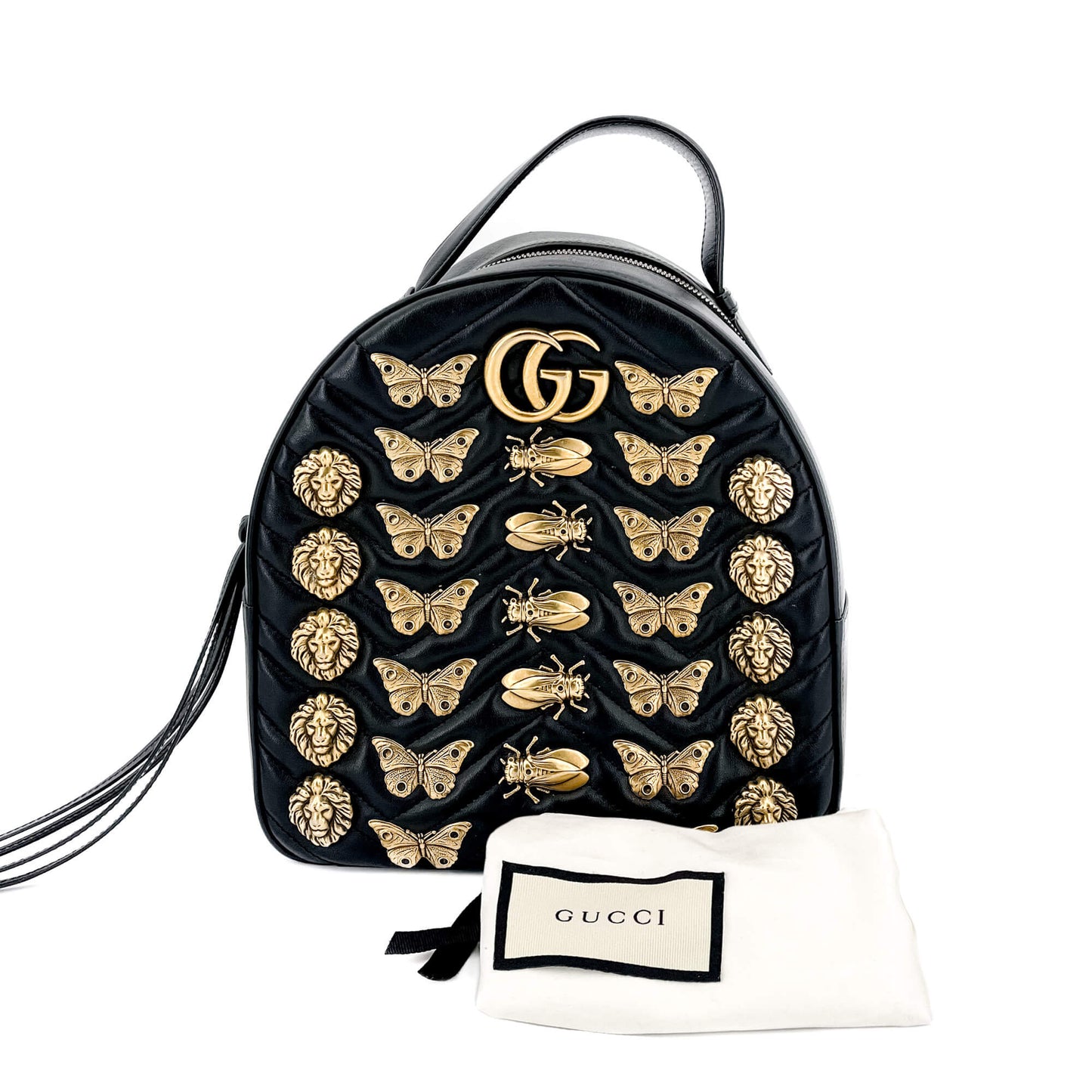 Second hand Gucci GG Marmont Animal Studs black leatherBackpack - Tabita Bags