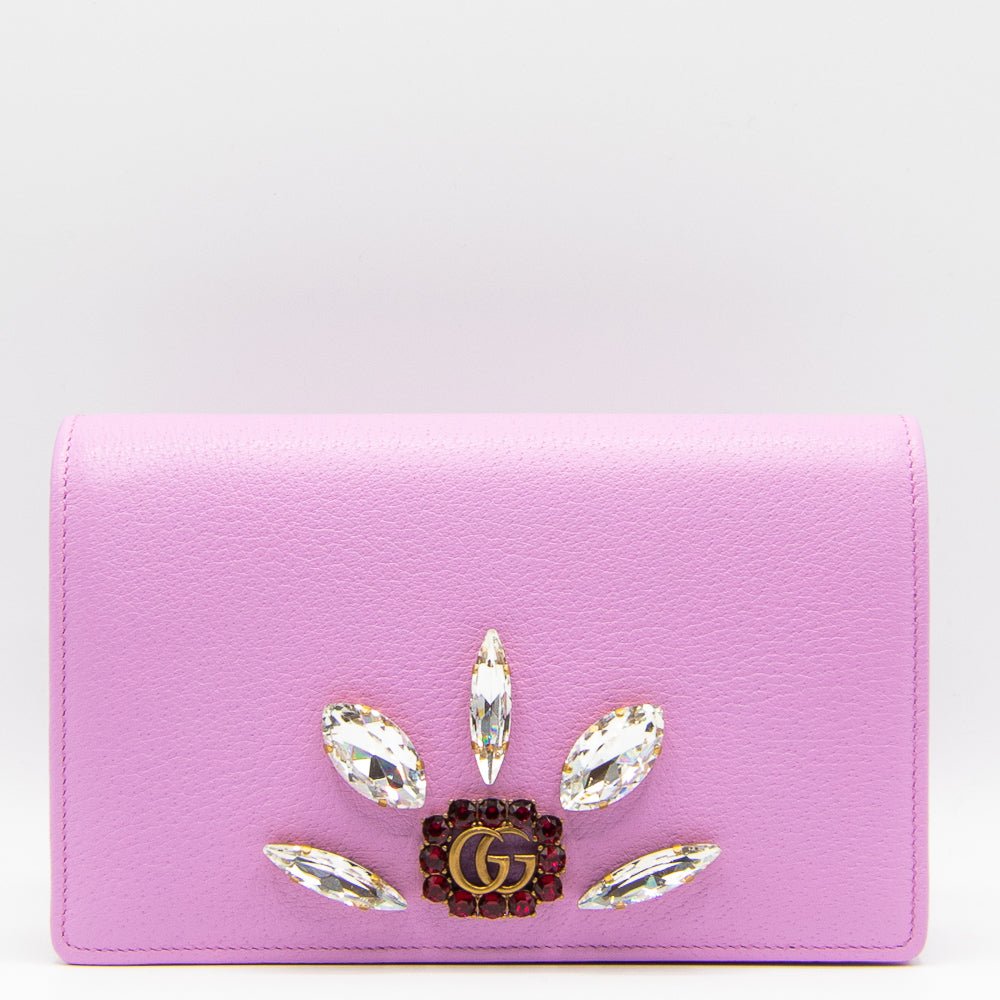 Second hand Gucci GG Marmont Jewel Bag in Pink Leather - Tabita Bags