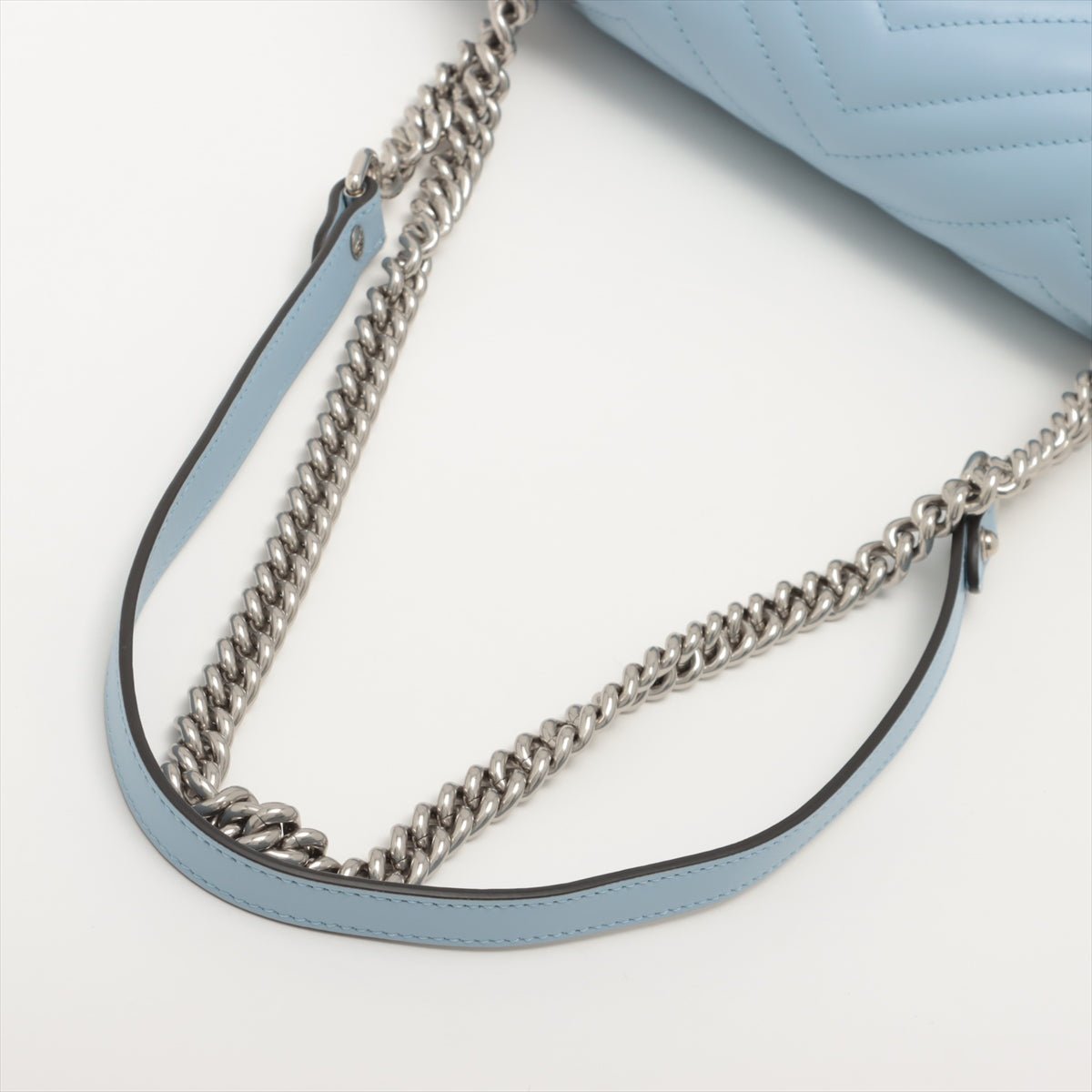 Second hand Gucci GG Marmont Leather Chain Shoulder Bag Azure - Tabita Bags