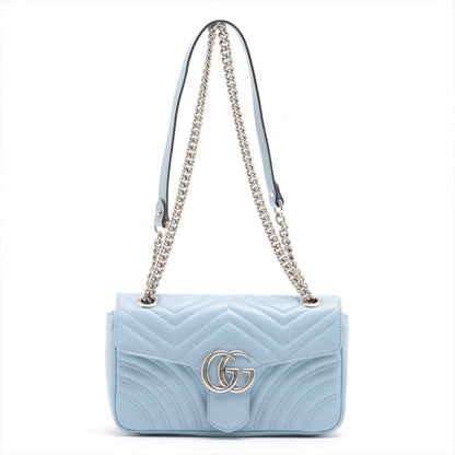 Second hand Gucci GG Marmont Leather Chain Shoulder Bag Azure - Tabita Bags