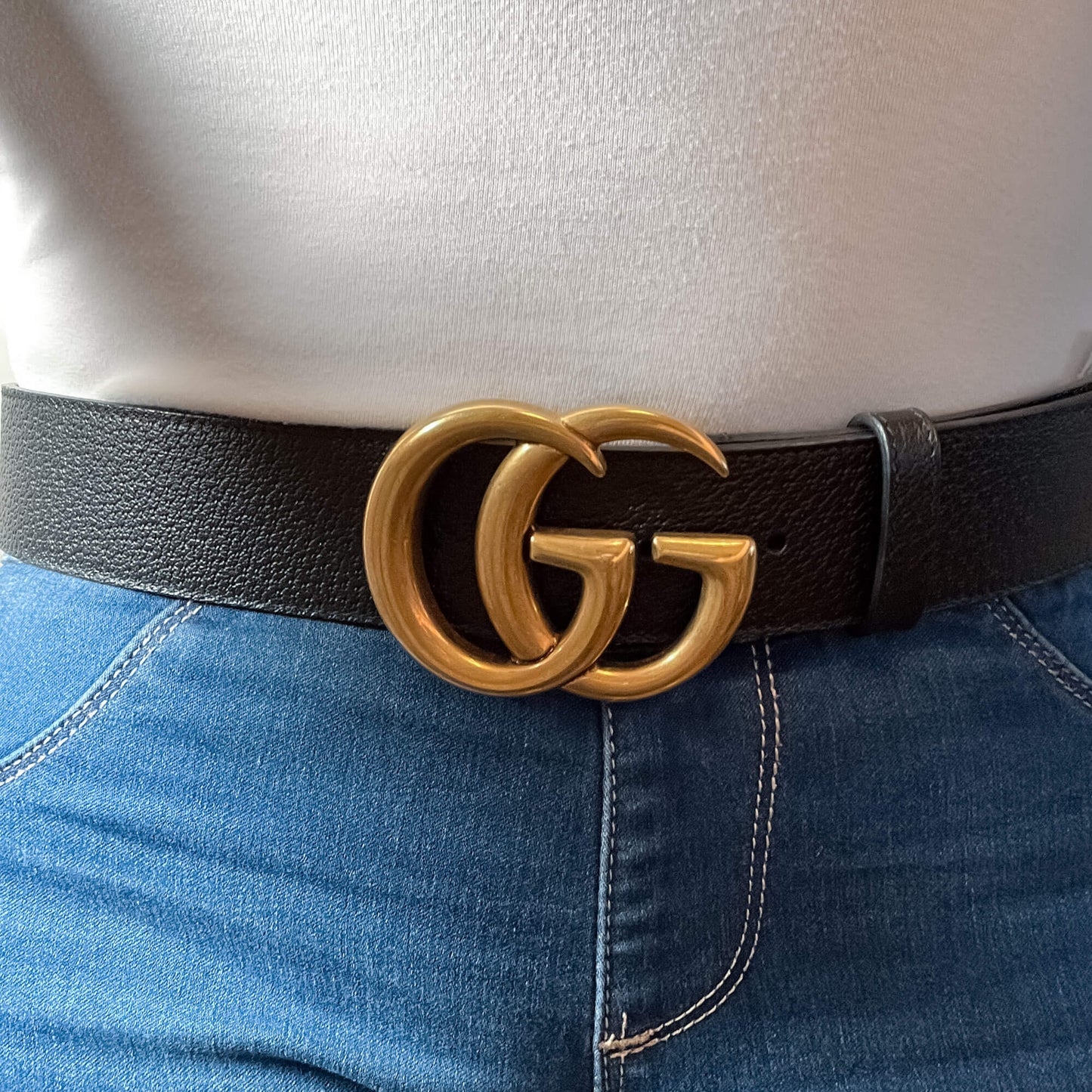 Second hand Gucci GG Marmont Medium Belt Leather Black - Size 85/34 - Tabita Bags