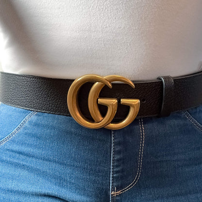 Second hand Gucci GG Marmont Medium Belt Leather Black - Size 85/34 - Tabita Bags