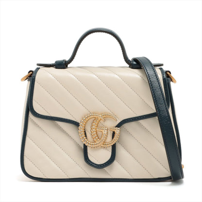 Second hand Gucci GG Marmont Mini Leather 2-Way Bag White - Tabita Bags