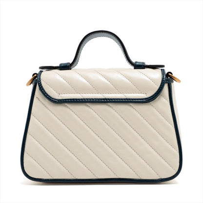 Second hand Gucci GG Marmont Mini Leather 2-Way Bag White - Tabita Bags