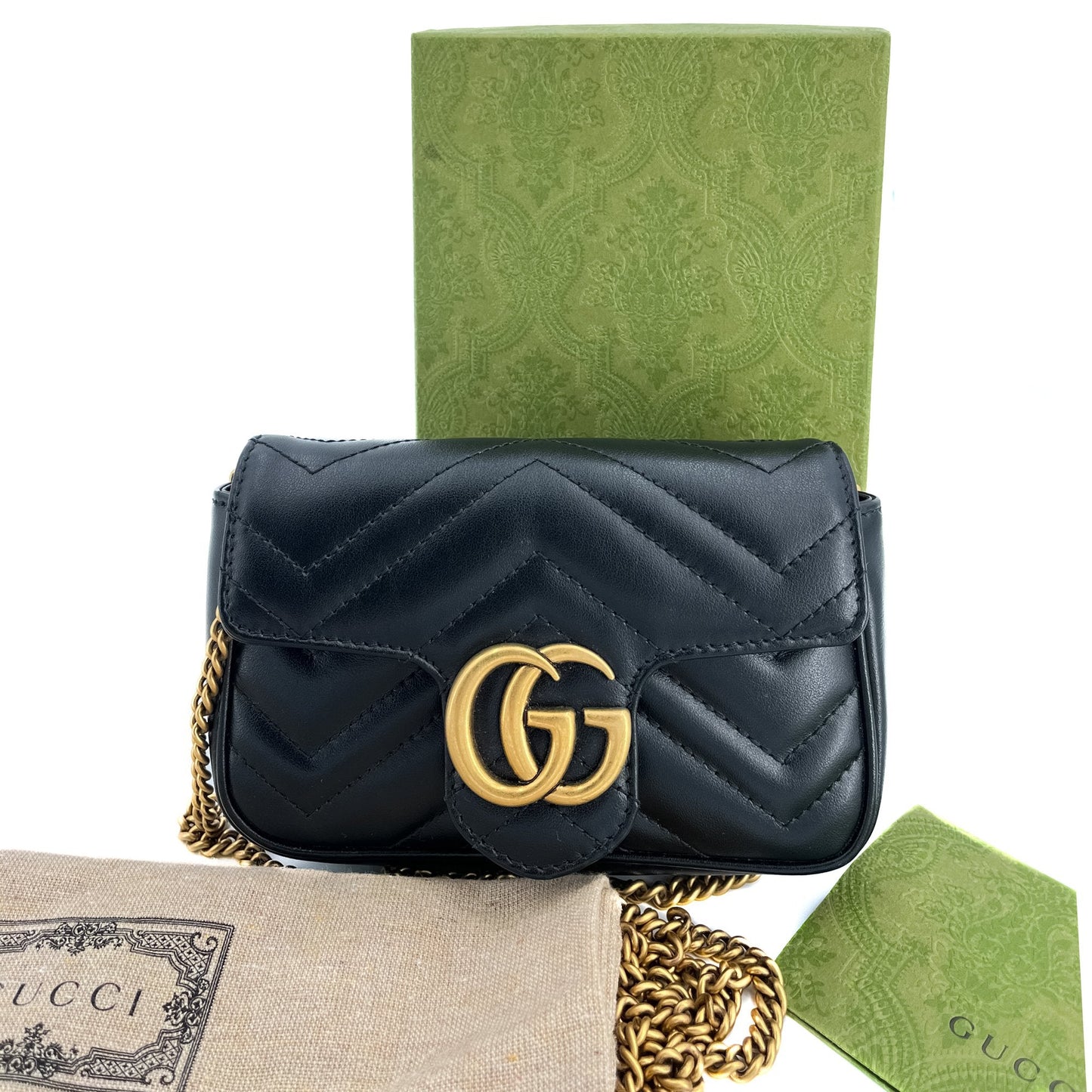 Second hand Gucci GG Marmont Nano Matelassé Leather Black Bag - Tabita Bags