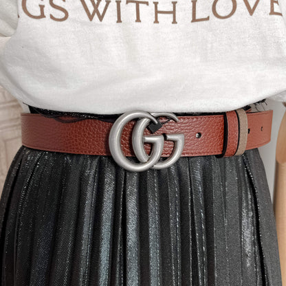 Second hand Gucci GG Marmont Reversible Medium Belt Black & Brown - Size 80/32 - Tabita Bags