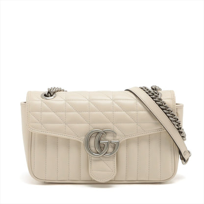 Second hand Gucci GG Marmont Small Leather Chain Shoulder Bag White - Tabita Bags