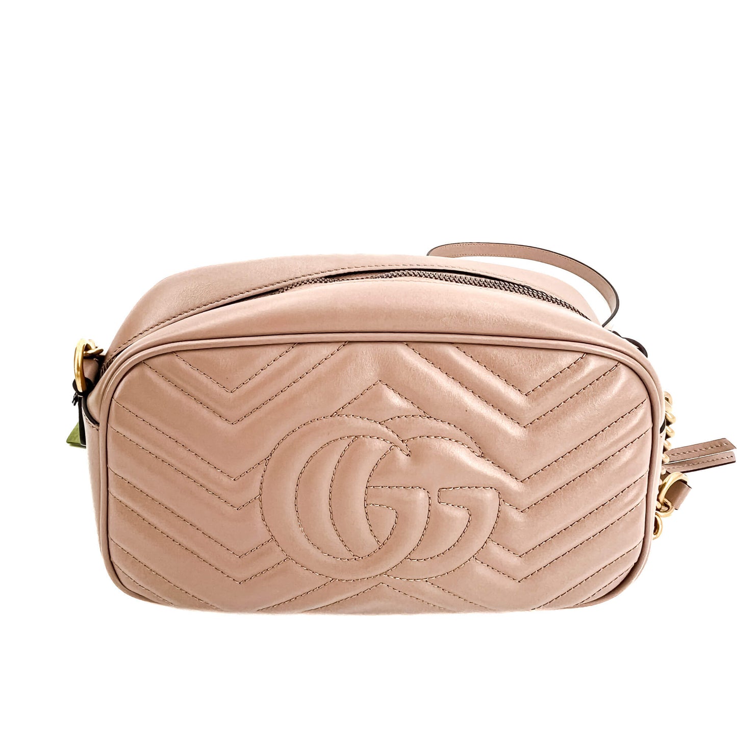 Second hand Gucci GG Marmont Small Matelassé Leather Beige Bag - Tabita Bags