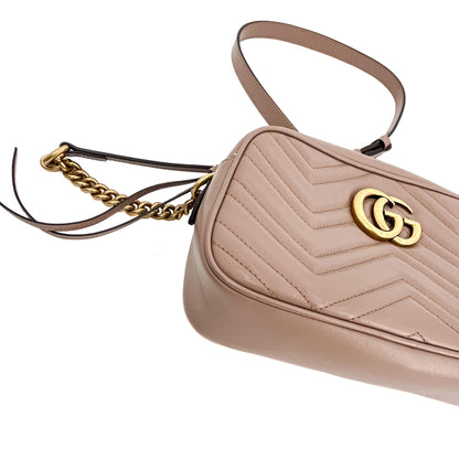 Second hand Gucci GG Marmont Small Matelassé Leather Beige Bag - Tabita Bags