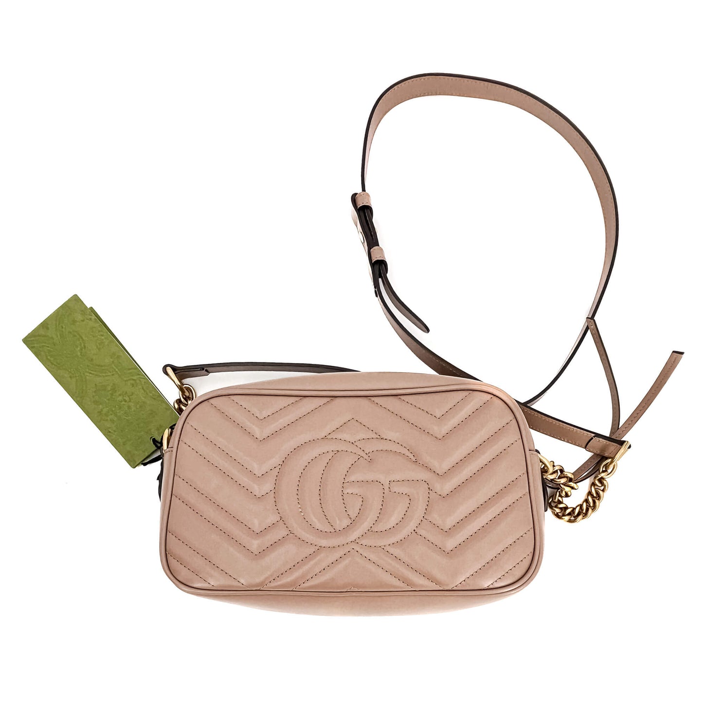 Second hand Gucci GG Marmont Small Matelassé Leather Beige Bag - Tabita Bags