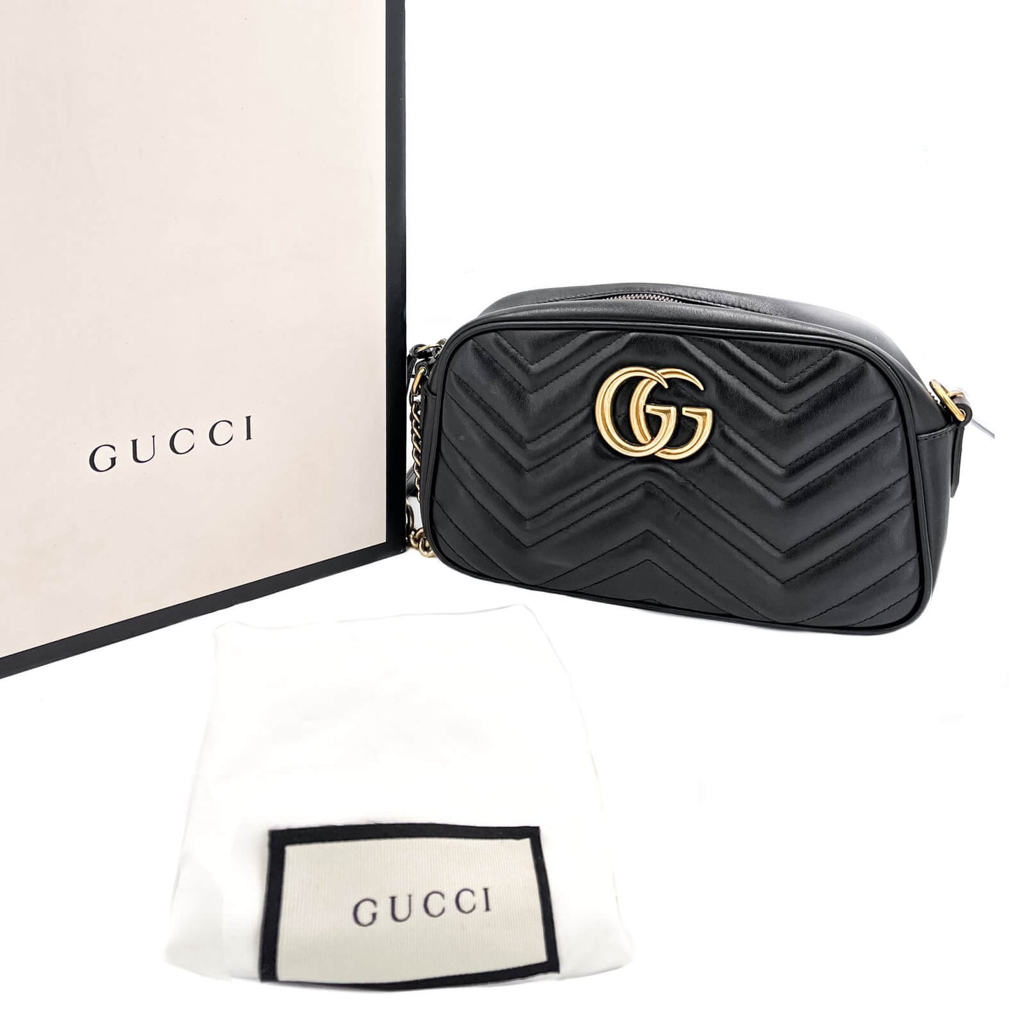 Second hand Gucci GG Marmont Small Matelassé Leather Black Bag - Tabita Bags