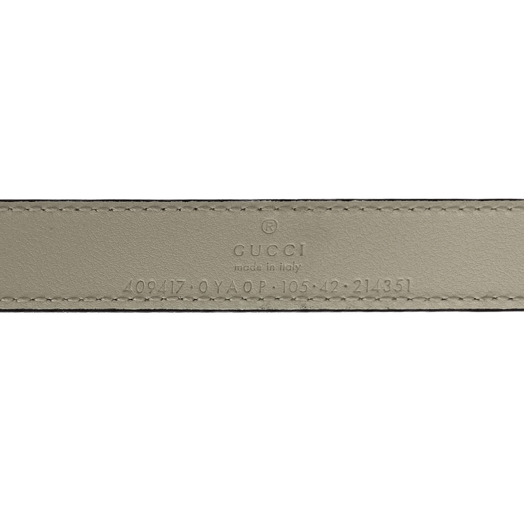 Second hand Gucci GG Marmont Thin Belt Leather White - Size 105/42 - Tabita Bags
