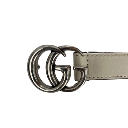 Second hand Gucci GG Marmont Thin Belt Leather White - Size 105/42 - Tabita Bags