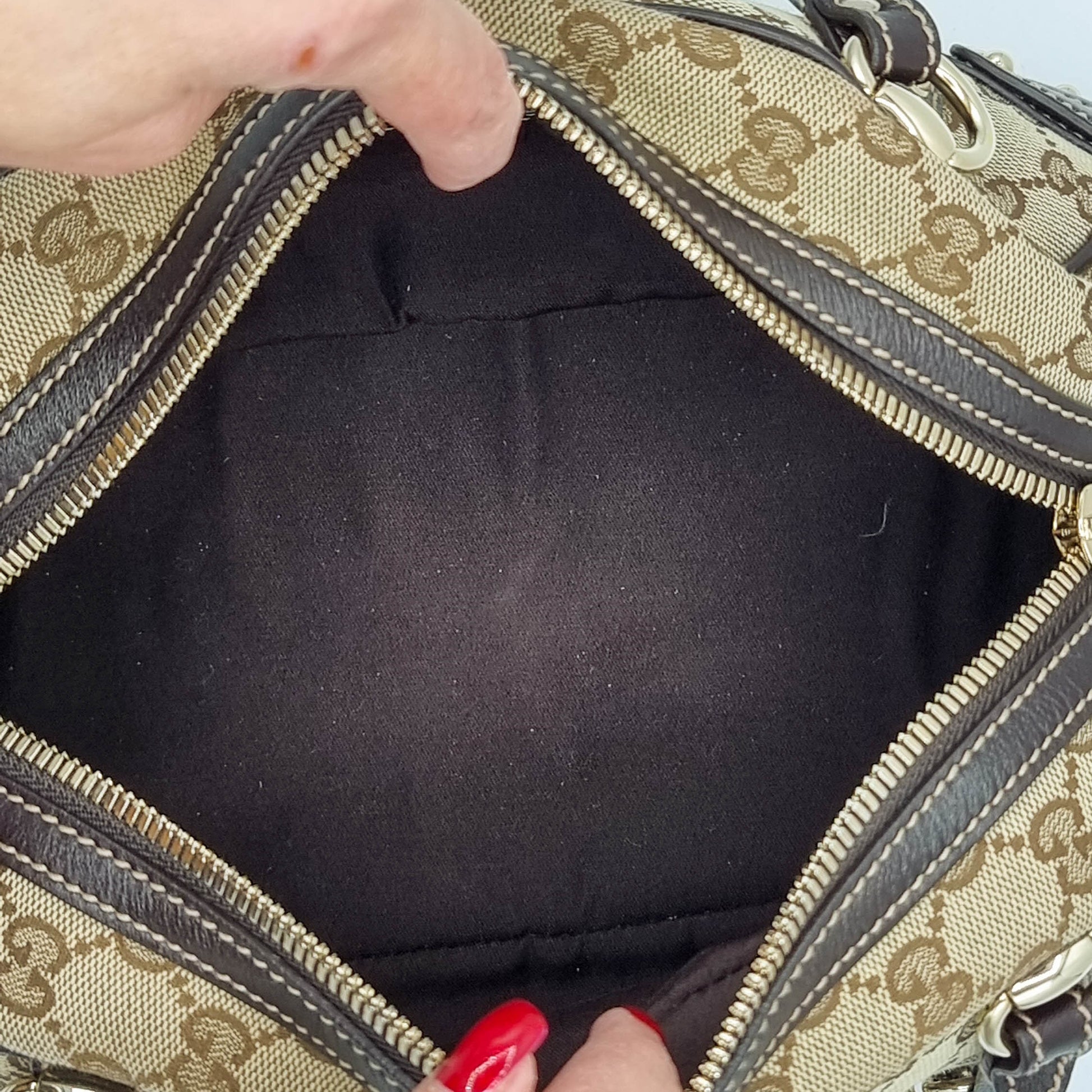 Second hand Gucci GG Monogram Wave Boston Brown - Tabita Bags