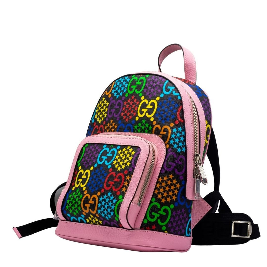 Second hand Gucci GG Supreme Monogram Psychedelic Small Backpack Pink Multicolor - Tabita Bags