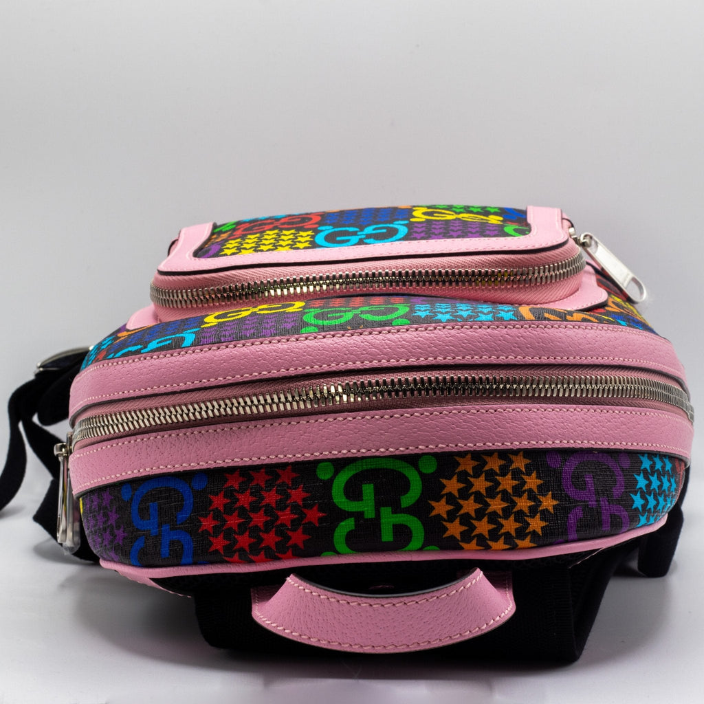 Second hand Gucci GG Supreme Monogram Psychedelic Small Backpack Pink Multicolor - Tabita Bags