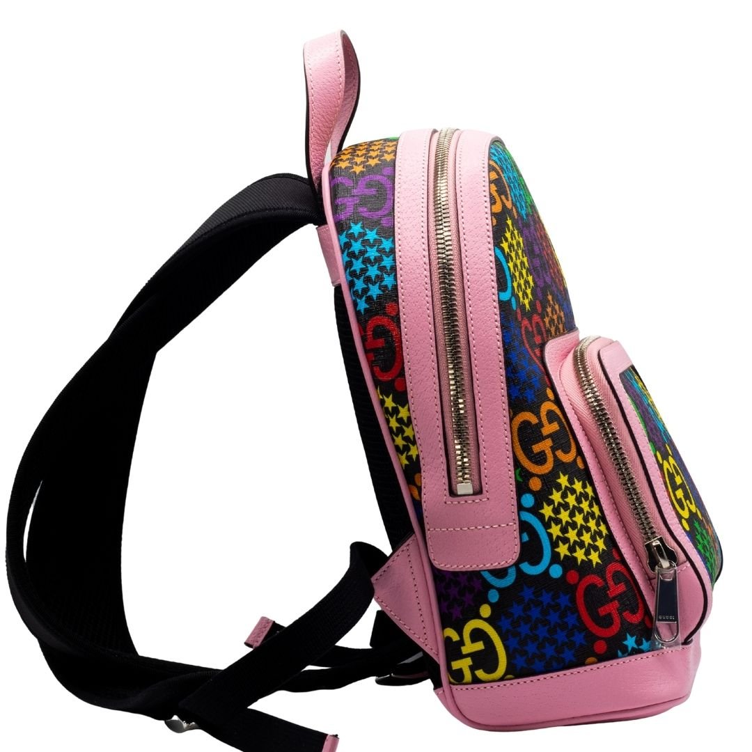Second hand Gucci GG Supreme Monogram Psychedelic Small Backpack Pink Multicolor - Tabita Bags