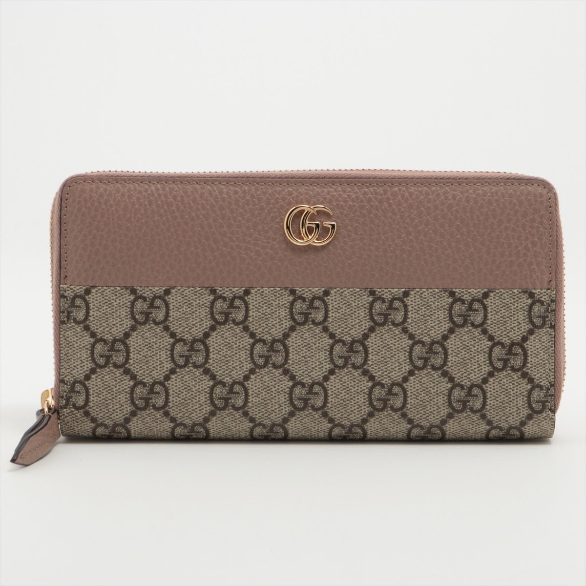 Second hand Gucci GG Supreme Zip Around Wallet Beige & Pink - Tabita Bags