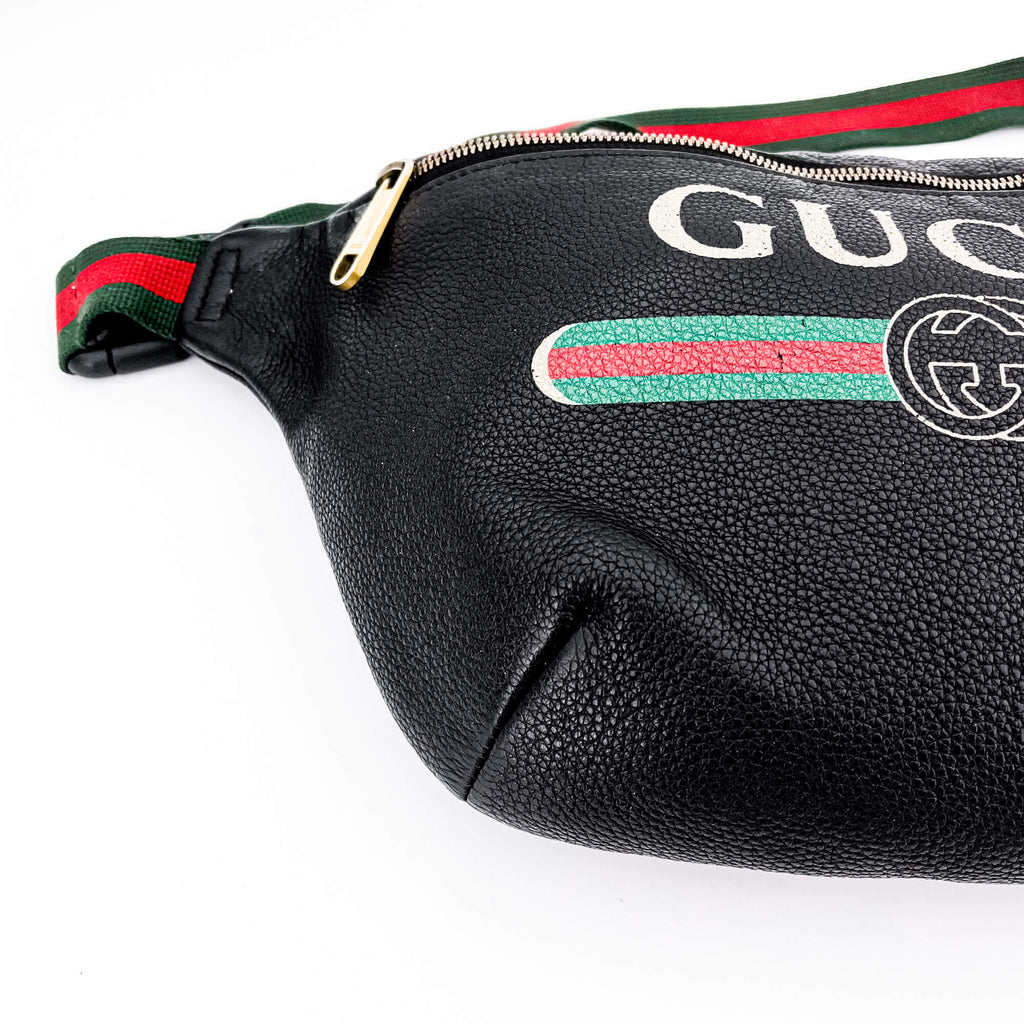 Second hand Gucci Grained Leather Print Belt Bag Black - Tabita Bags