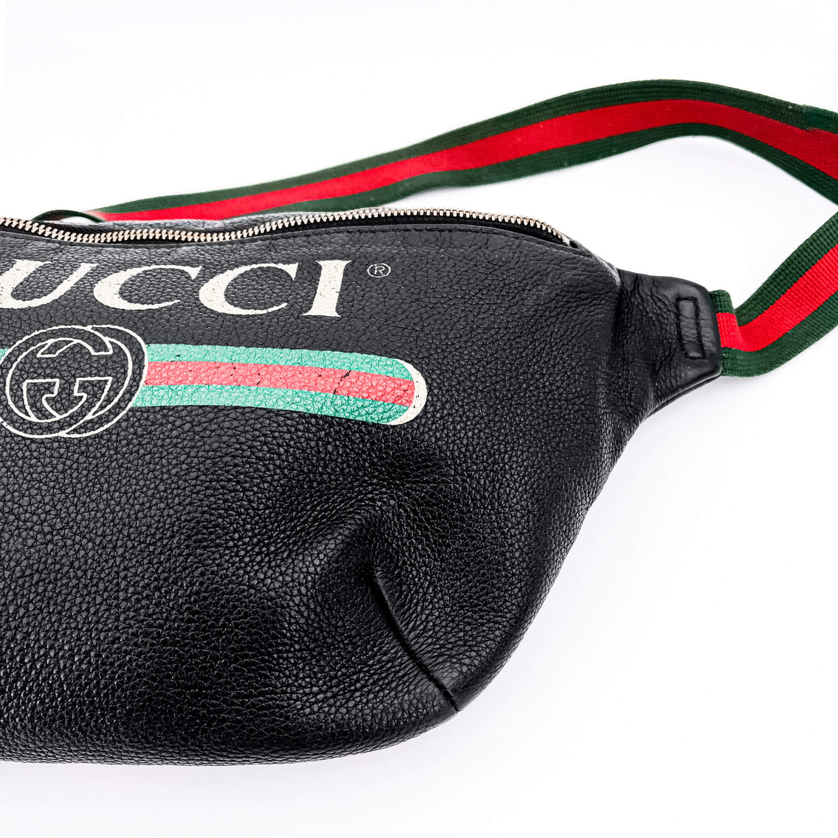 Second hand Gucci Grained Leather Print Belt Bag Black - Tabita Bags