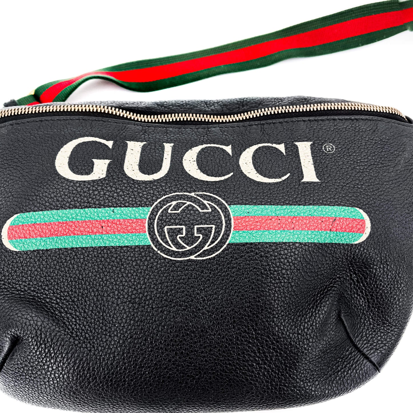 Second hand Gucci Grained Leather Print Belt Bag Black - Tabita Bags