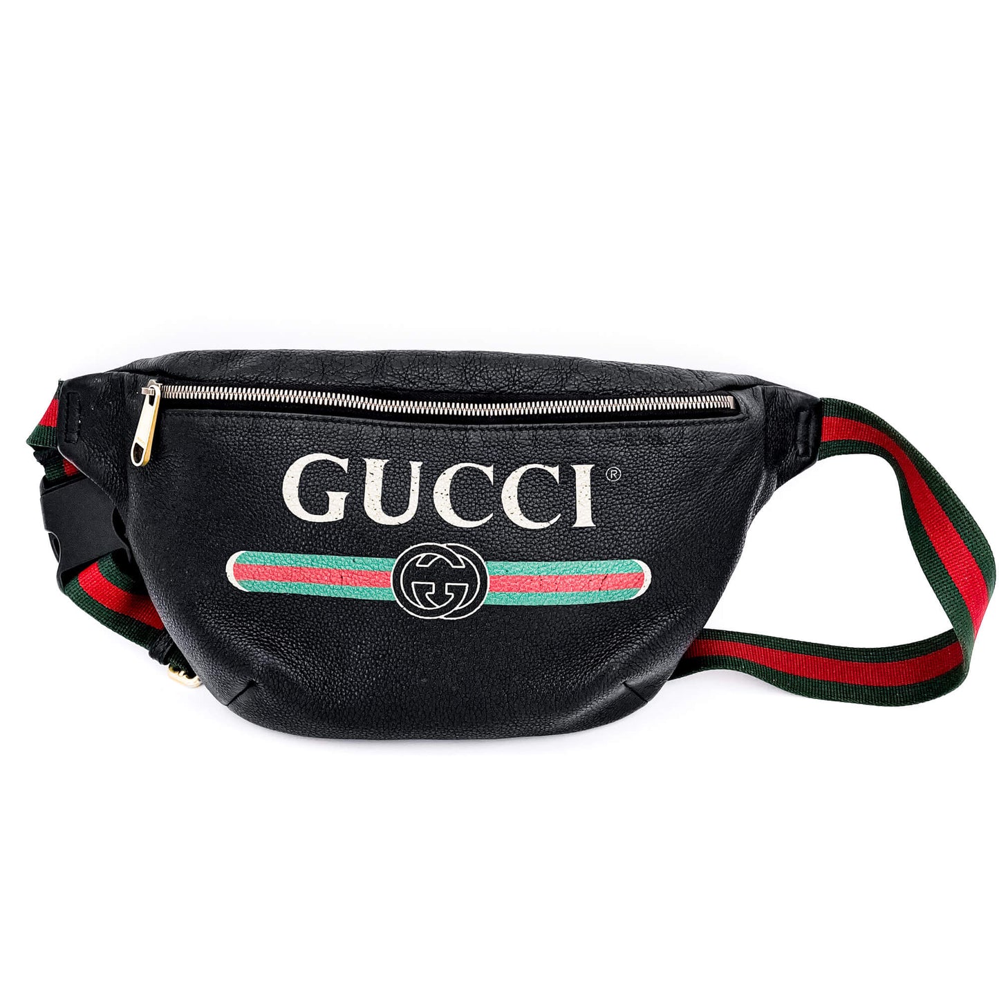 Second hand Gucci Grained Leather Print Belt Bag Black - Tabita Bags