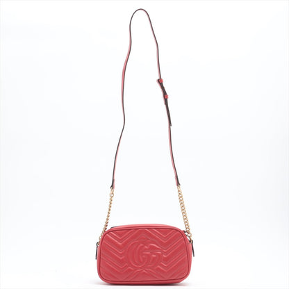 Second hand Gucci Gucci GG Red Marmont Crossbody Bag Matelassé Leather - Tabita Bags