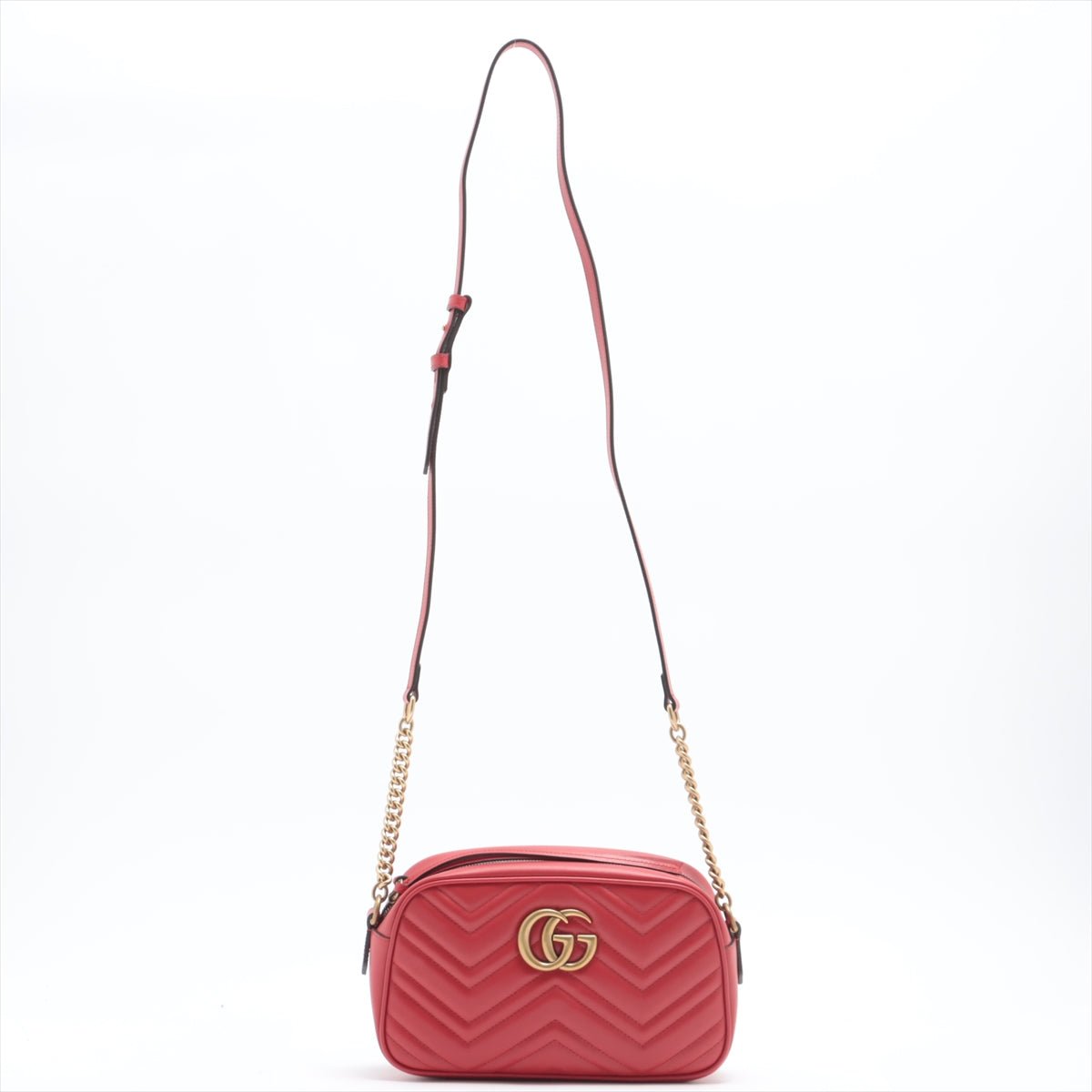 Second hand Gucci Gucci GG Red Marmont Crossbody Bag Matelassé Leather - Tabita Bags