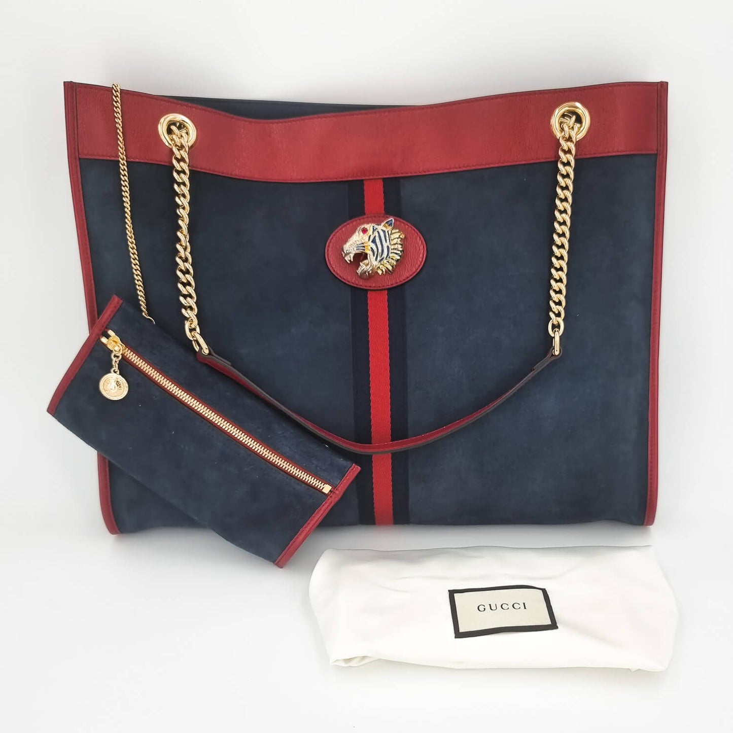 Second hand Gucci Gucci Maxi Rajah Tote Blue & Red - Tabita Bags