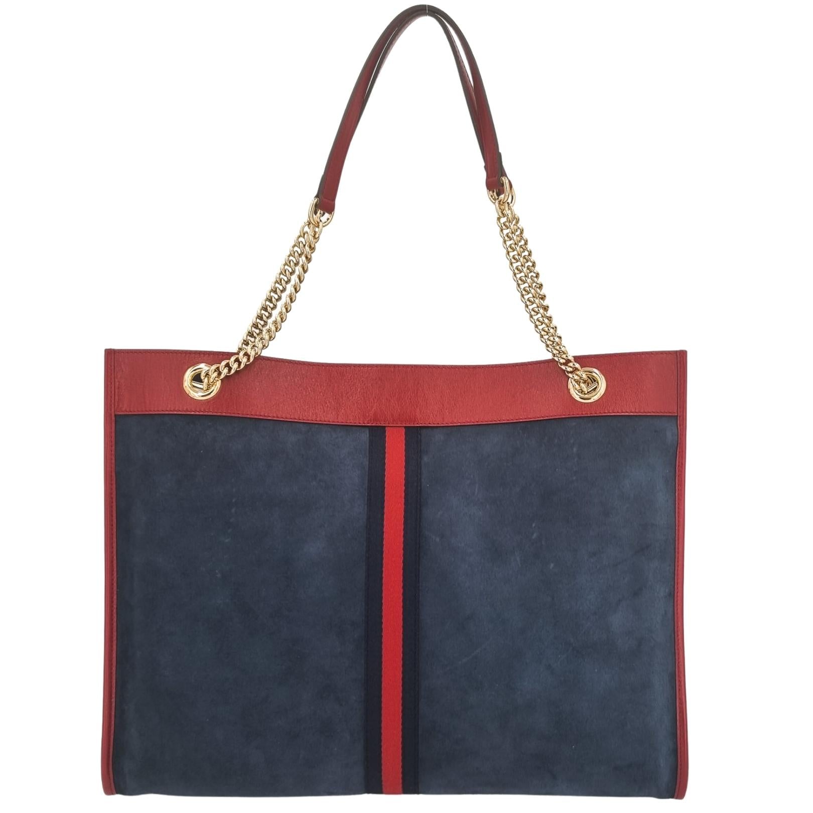 Second hand Gucci Gucci Maxi Rajah Tote Blue & Red - Tabita Bags