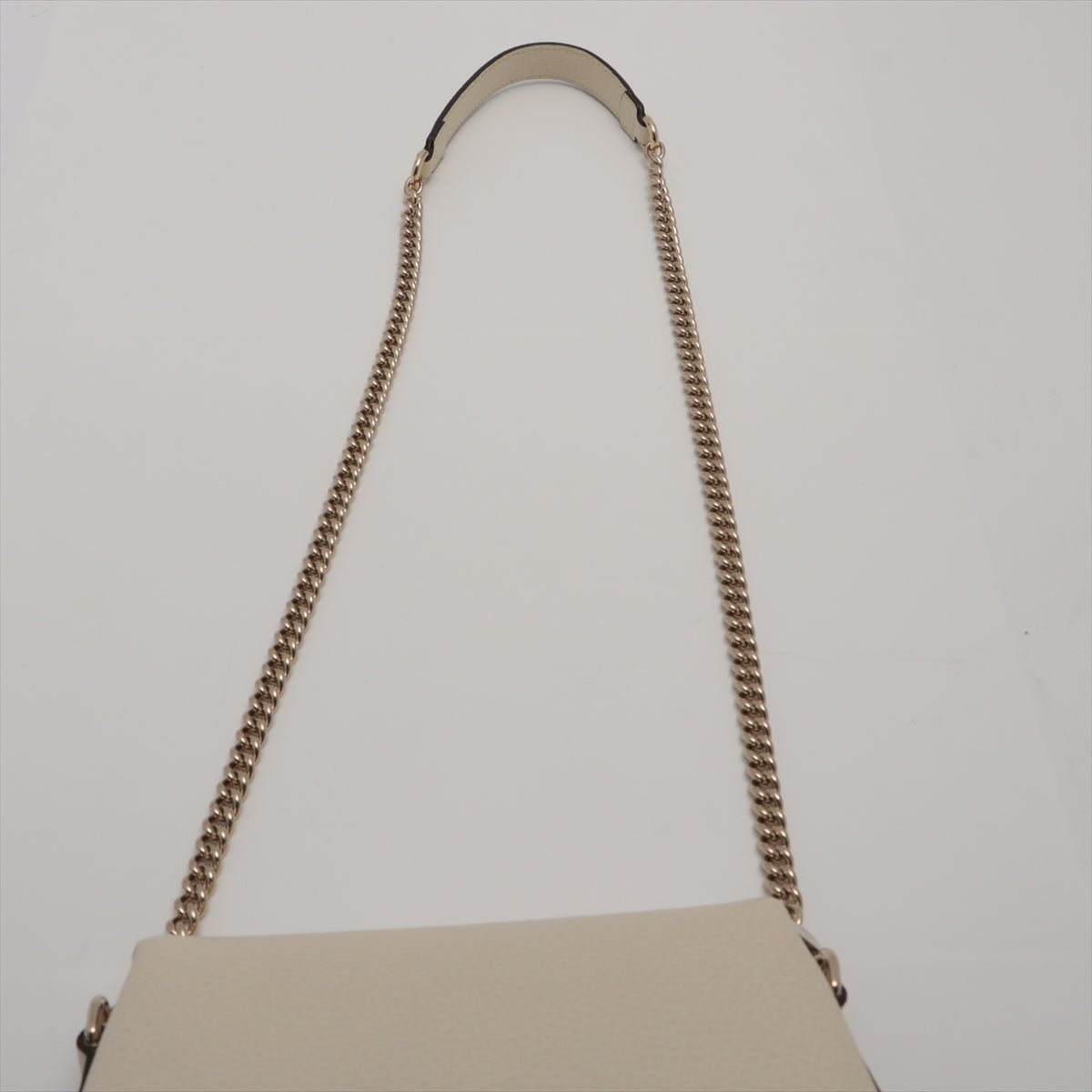 Second hand Gucci Interlocking GG Leather Chain Shoulder Bag Beige - Tabita Bags